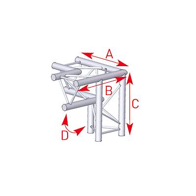 ASD 57ASX32 / Angle 3 départs 90Â° pied gauche lg 0m50 x 0m50 x 0m50