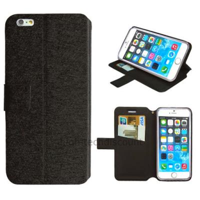 Housse etui coque pochette portefeuille pour Apple iPhone 6 Plus (5.5 pouces) + film ecran - NOIR