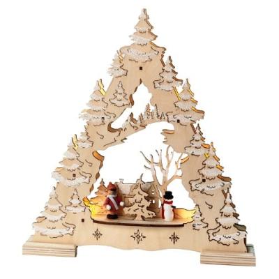 star 270-24 sapin pailleté avec 7 led blanches à piles nature 28 x 26 cm