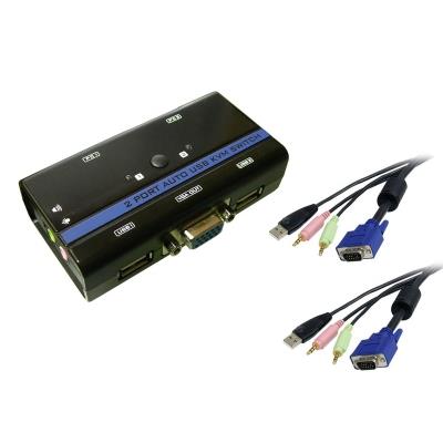 KVM SWITCH - USB+PS2+VGA+SON - 2 Ports /// AUTO /// Complet, livré avec cordons