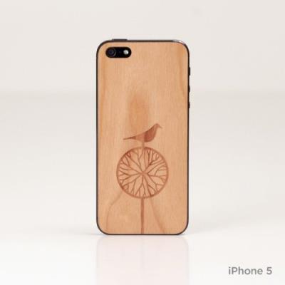 Lazerwood 21800 coque en bois avec film protecteur décran pour iphone 5 5s motif oiseau cerisier