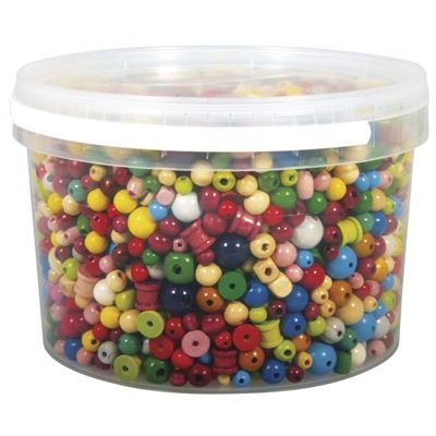 Rayher 1209400 Perles en Bois coloré 4 16 mm de diamètre boîte 1200 g