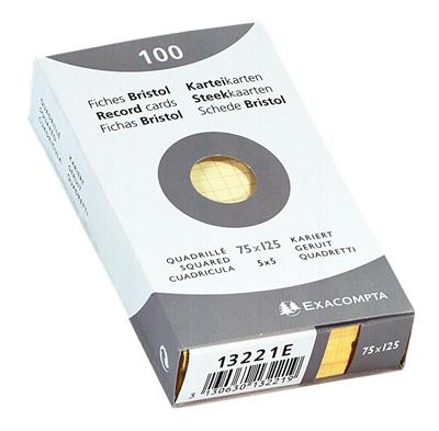Bristol Exacompta 75x125mm 205g Quadrillé - Etui de 100 fiches - Jaune
