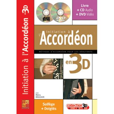 Méthodes et pédagogie PLAY MUSIC PUBLISHING MAUGAIN MANU - INITIATION A L'ACCORDÉON EN 3D CD + DVD Accordéon