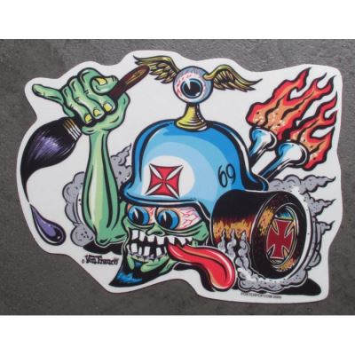 sticker crane avec casque qui roule pinstriping autocollant