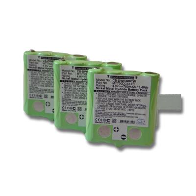 Lot 3 batteries Li-Ion vhbw 700mAh (4.8V) pour Talkie-Walkie DeTeWe Outdoor PMR 8000, Reer 5005, Simvalley PX-1755, PX-1761. rempalce: MT700D03XXC.