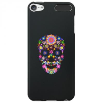 Coque souple pour Apple iPod Touch 5 avec impression Motifs crâne en fleurs