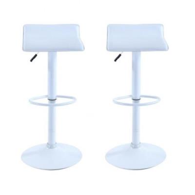 MATEO Lot de 2 tabourets de bar réglables en simili blanc