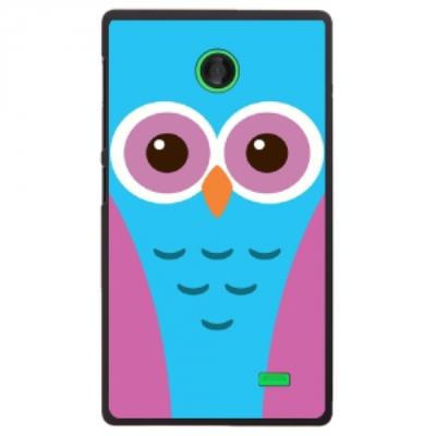 Coque rigide pour Nokia X avec impression Motifs chouette bleue et rose