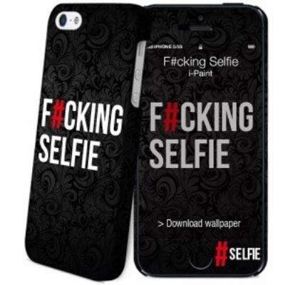 I-paint hard case coque motif f+cking selfie noir + film de protection décran pour iphone 5 5s