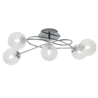 REALITY LEUCHTEN R613211506 PLAFONNIER 5 AMPOULES ECO G9 28 W INCLUSES CHROMÉVERRE TRANSPARENTALUMINIUM Ø 55 CM