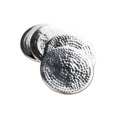 PREMIER HOUSEWARES LOT DE 4 DESSOUS DE VERRE EN INOX EFFET MARTELÉ 9 X 9 CM