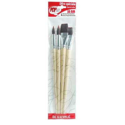 PEBEO 4 Pinceaux avec Fibres en Polyamide Brun