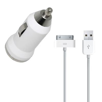 Mini chargeur voiture blanc cable usb iPhone 3g 3gs iPhone 4
