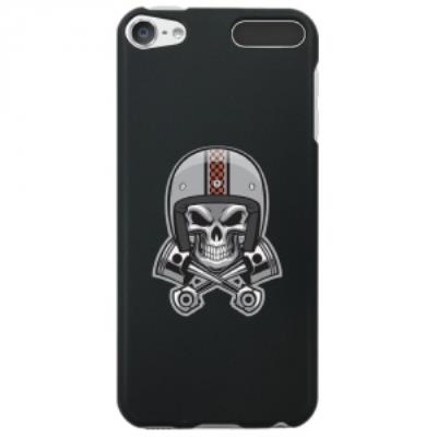 Coque souple pour Apple iPod Touch 5 avec impression Motifs tête de mort avec un casque de moto