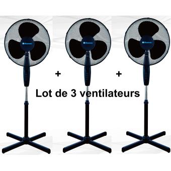 Lot De Trois Ventilateurs Sur Pied Tres Silencieux 3 Vitesses De