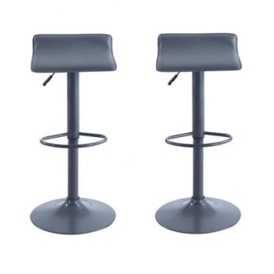 MATEO Lot de 2 tabourets de bar réglables en simili gris