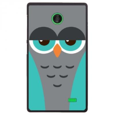 Coque rigide pour Nokia X avec impression Motifs chouette endormie bleue et grise
