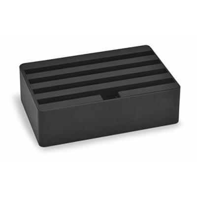 Station de chargement universelle petit format alldock - medium - noir mat caoutchouté hub usb 4 voies - 220 x 142 x 61 mm
