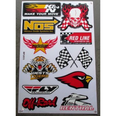 planche de stickers huile k&n nos crane damier autocollant