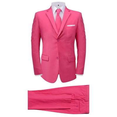 vidaXL Costume de soirée business mariage Hommes avec cravate 2 pièces Rose Taille 48