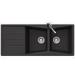 Évier granit noir Ewi BRUYERE 2 bacs 1 égouttoir