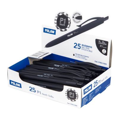 Milan P1 Touch boîte de 25 stylos à encre à huile rétractables noirs