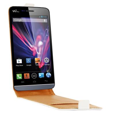 Etui Flip Wiko Wax Swiss Charger Blanc