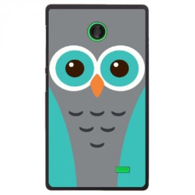 Coque rigide pour Nokia X avec impression Motifs chouette bleue et grise