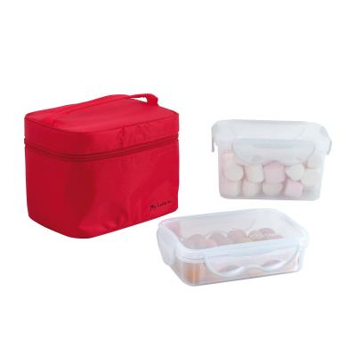 Lunch box - 2 boites hermétiques (1,3 L et 600 ml) + pochette de transport rouge