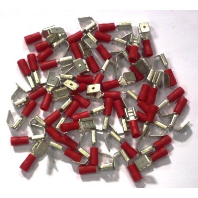 Cosses Electriques Doubles Rouges 6.3 Sachet De 50 Cosses