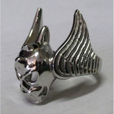 chevaliere diable ailé 11us inox bague homme biker rockabilly