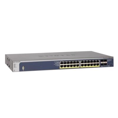 Netgear gsm7224p-100nes switch gigabit manageable niveau 2+ 24 ports 10 100 1000 rj45 poe+ et 4 ports combo sfp