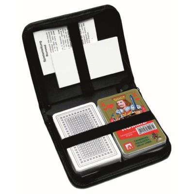 Doppelrommé-premium-étui en lin motif : français/2 x plus 55 cartes de jeu, bloc-notes et stylo