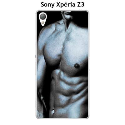 Coque Sony Xpéria Z3 design Homme sexy torse reflets bleus
