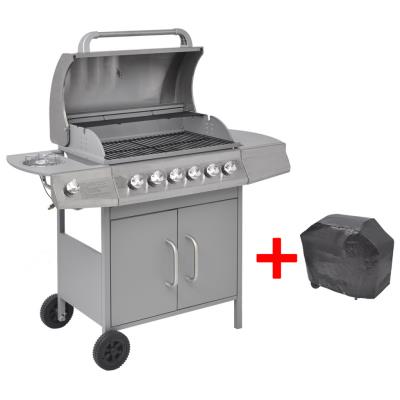 vidaXL barbecue grill à gaz 6+1 foyers argenté