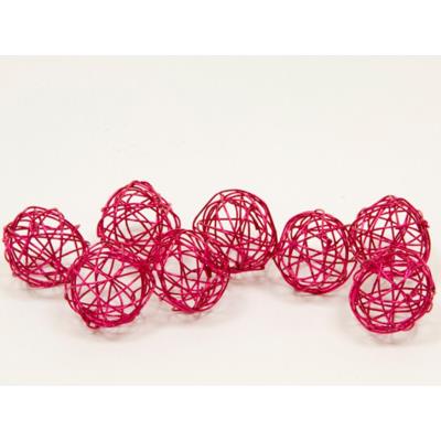 Lot de 12 boules de décoration en métal fushia