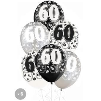 6 Ballons anniversaire 60 ans - Décoration - 1