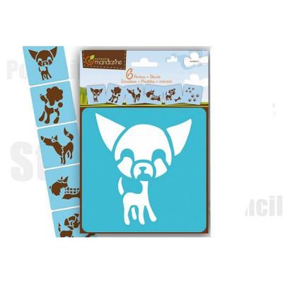 Avenue Mandarine - Pochoirs - Set de 6 pochoirs : Chiens