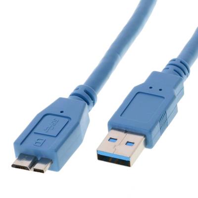 câble usb 3.0 type a mâle vers micro b mâle bleu 1m helos 77191