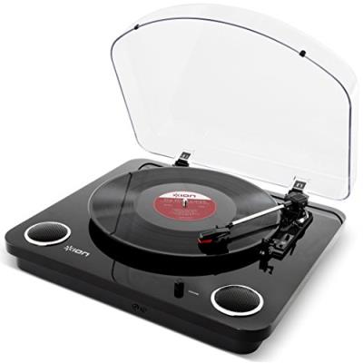 ION Audio Max LP Black | Platine Vinyle et Convertisseur avec Haut-Parleurs intégrés et Logiciel de Conversion - Finition Noir Brillant