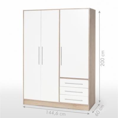 JUPITER armoire 145 cm chene/blanc