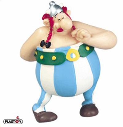 fig. obelix amoureux avec bouquet de fleur