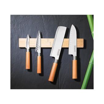 Barre porte-couteaux aimantée en bambou