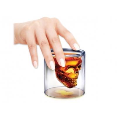 Verre cylindrique double paroi tete de mort shooter insolite recipient fete
