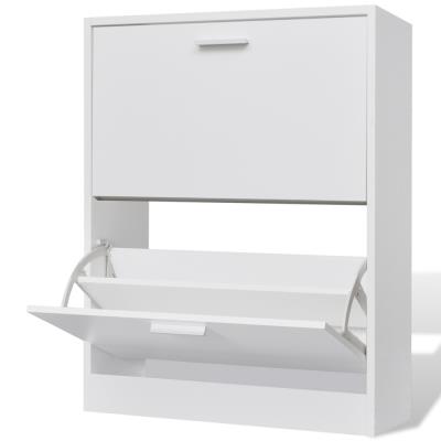 vidaXL Meuble à chaussures en bois 2 abattants Blanc