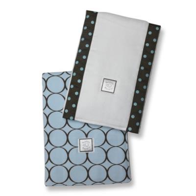 Bleu réglé de tissu de burp avec des cercles de brown