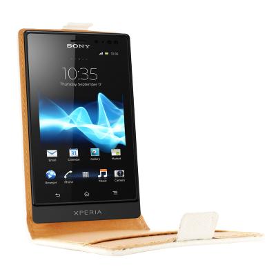Swiss Charger - Beschermhoes voor mobiele telefoon - echt leer - wit - voor Sony XPERIA Sola