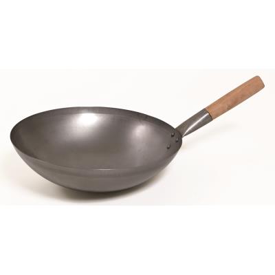 Wok professionnel en acier et avec poignée bois - Diamètre 350mm