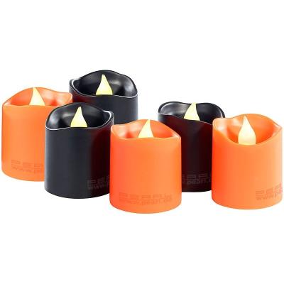 6 bougies à LED spécial Halloween - coloris orange et noir